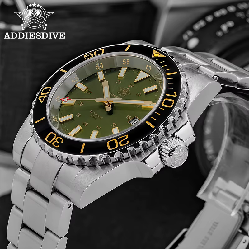 ADDIESDIVE montres mécaniques automatiques 8215 mouvement AD2504 20Bar étanche BGW9 montre en verre saphir Super lumineux pour hommes