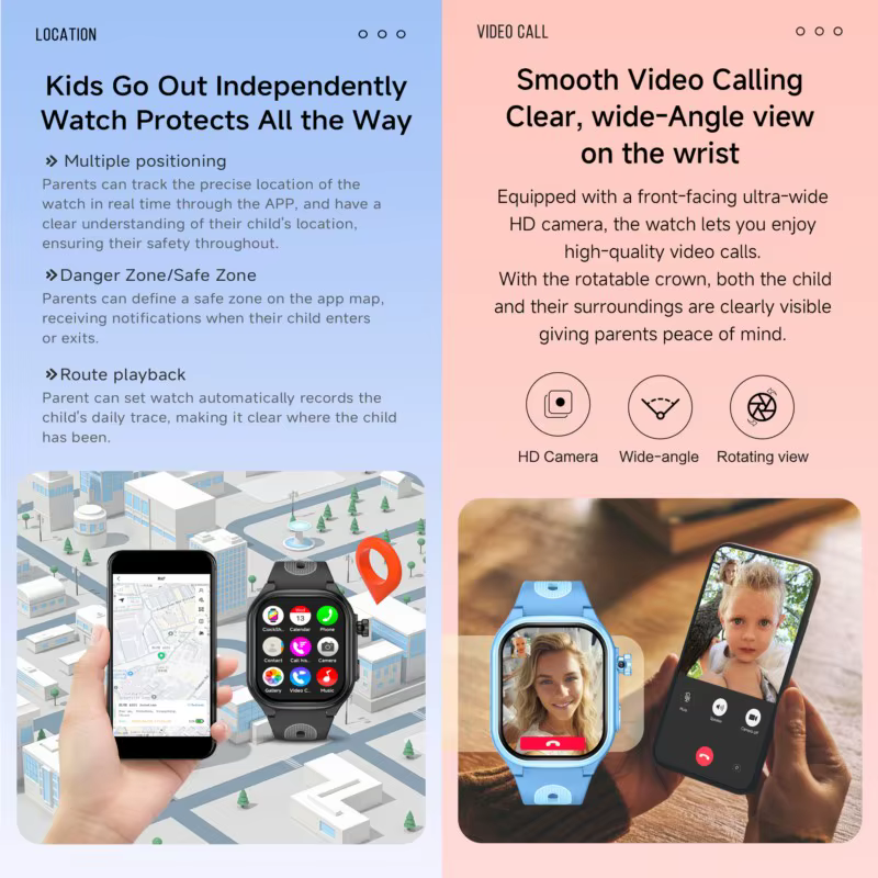 2 + 16GB enfants 4G montre de téléphone intelligent GPS WIFI appel vidéo APP télécharger SOS enfant Smartwatch moniteur traqueur localisation garçons filles cadeaux