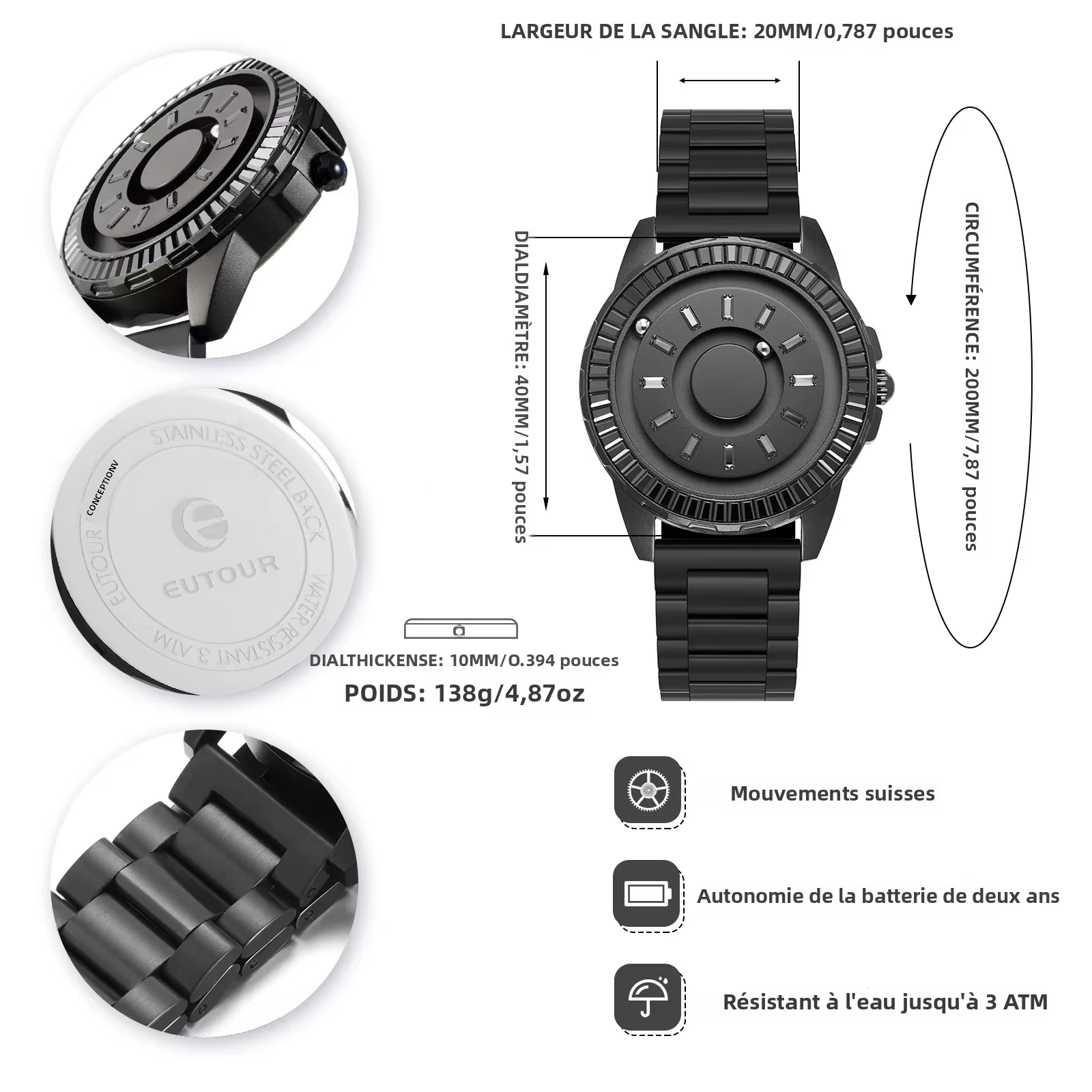 EUTOUR 2025 Nouvelle Arrivée Édition Limitée Automne Montre de Luxe pour Homme Unisexe avec Bijoux Faits Main et Cristaux Moissanite Incrustés
