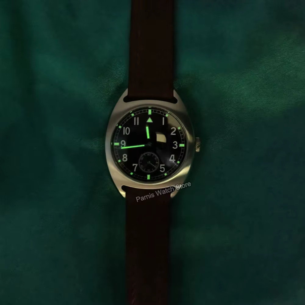 Parnis 36mm cadran noir hommes montre-bracelet marques lumineuses automatique ST1701