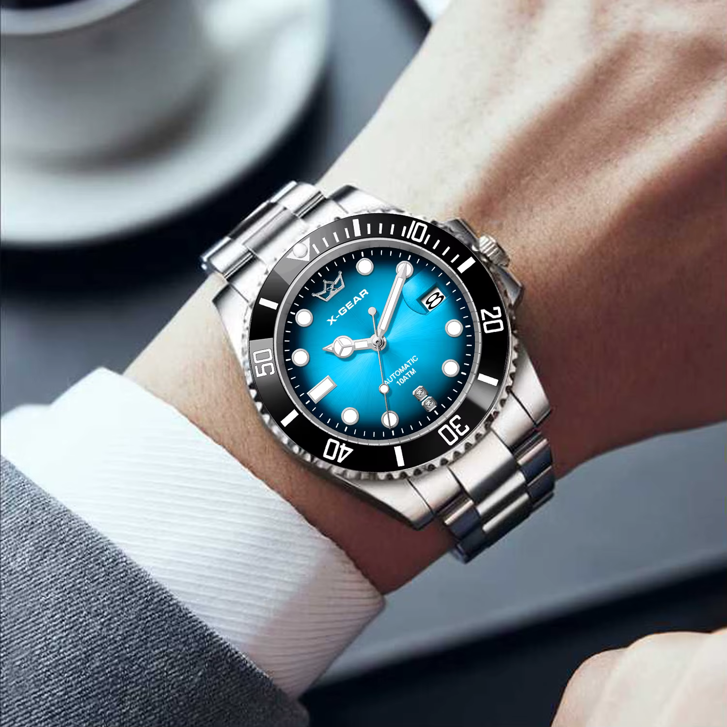 Montre de plongée lumineuse Water Ghost avec lunette en céramique
