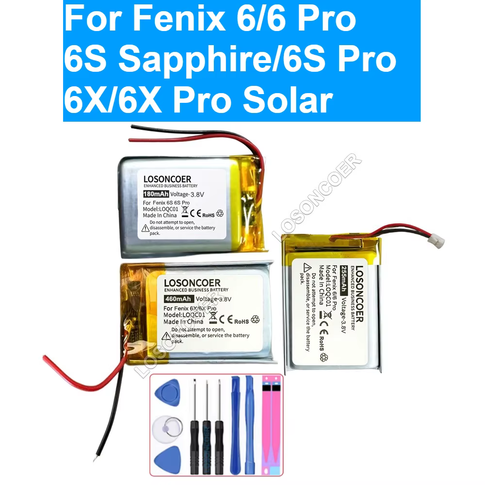Batterie pour montre de sport Garmin Fenix 6 6S Sapphire 6X Pro Solar 361-00126-00 361-00086-11 361-00086-12