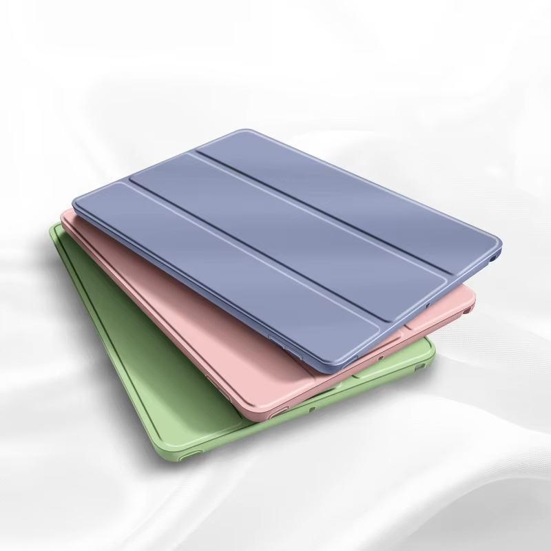 Étui pour iPad Air Pro MINI, 3 4 5 6 7 8 9 10e génération, 3 plis, en cuir, pour tablette, support souple en silicone liquide, 11 12.9 13