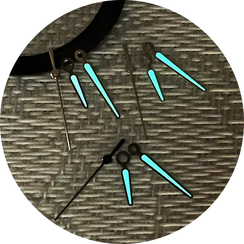 Aiguilles de montre lumineuses bleues, bord noir/Rose/argent, accessoires de montre pour montre PP, mouvement NH35/NH36/4R35/4R36