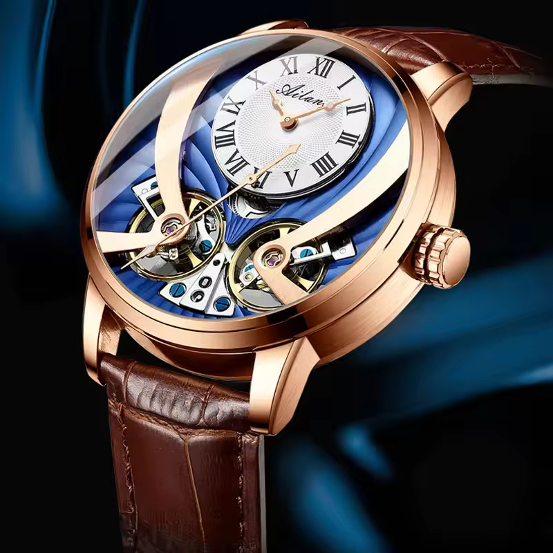 AILANG 2025 Nouvelle Montre Automatique Homme Tourbillon Mécanique Boîtier Acier Inoxydable Cadran Saphir Creux Caoutchouc Fluoré