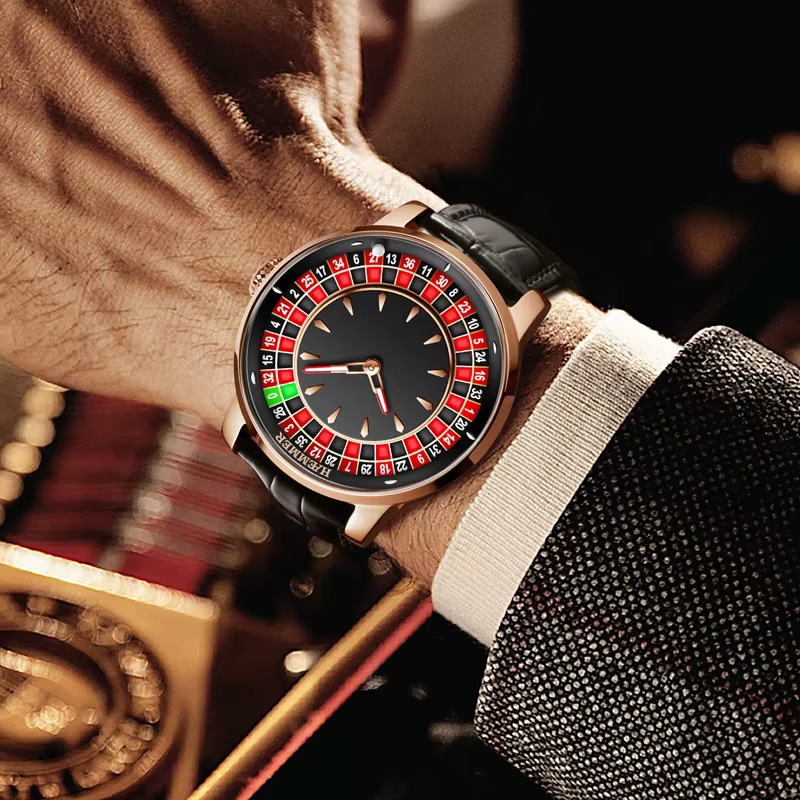 HAEMMER Design haut de gamme nouvelle montre mécanique NH35 cadran rotatif Las Vegas Roulette thème de bureau