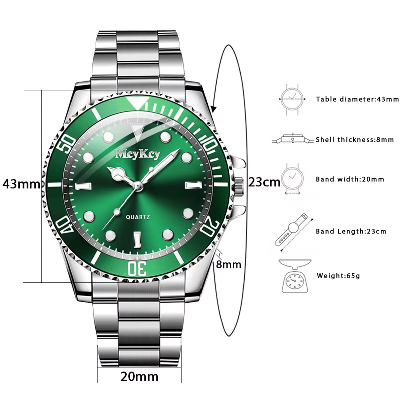 Mode grand cadran hommes montre à Quartz
