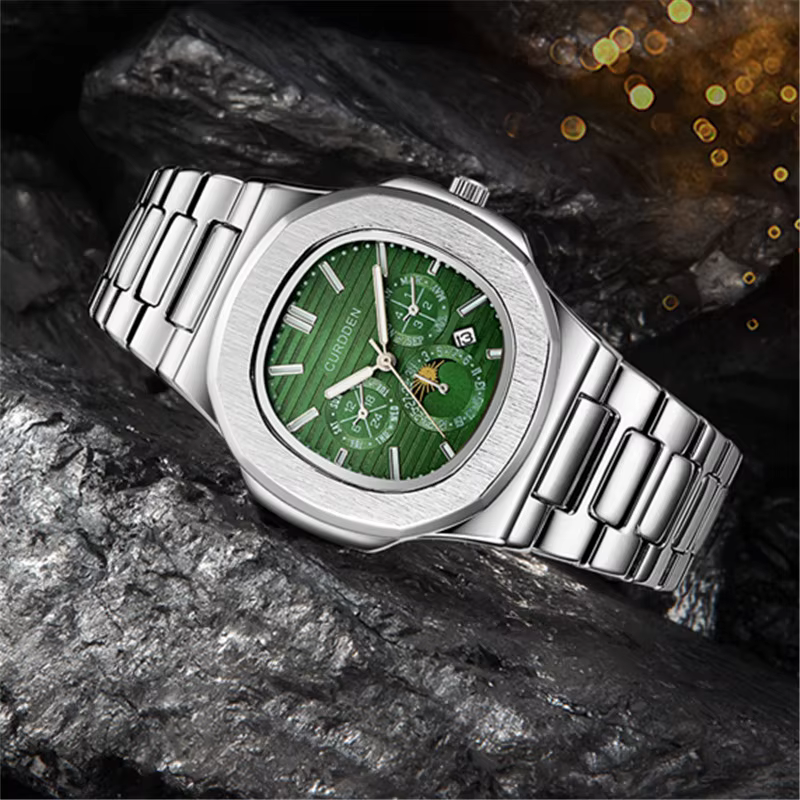Véritable CURDDEN Super marque Montres de créateur pour hommes mode alliage bande Date montre à Quartz argent