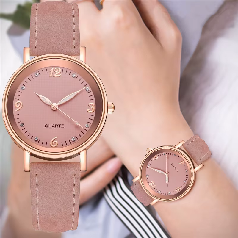 Mode cadran arabe montre pour femme bracelet en cuir décontracté montres à quartz analogiques