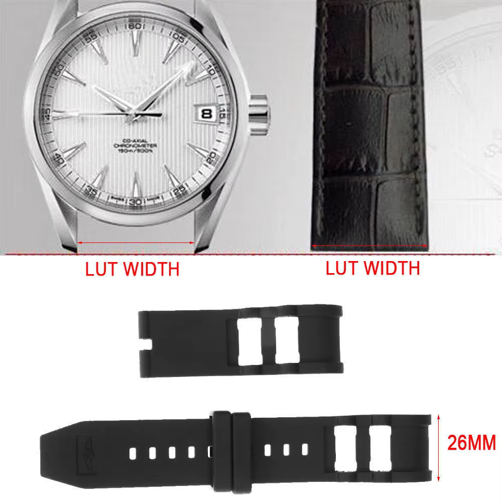 Bracelet de montre en caoutchouc de silicone noir
