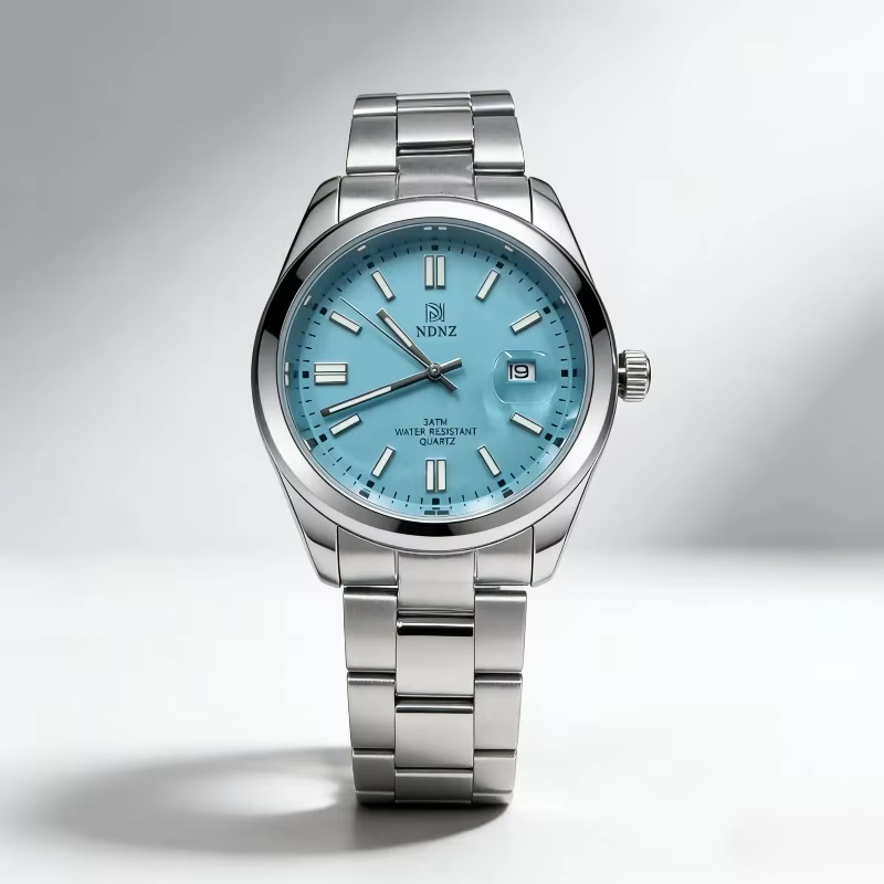 Montre à quartz pour homme avec cadran bleu ciel