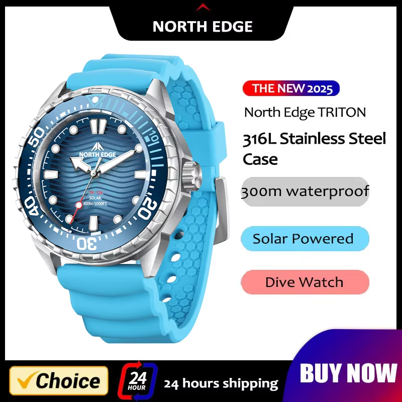 NORTH EDGE 2026 Nouvelle montre de plongée solaire TRITON pour hommes