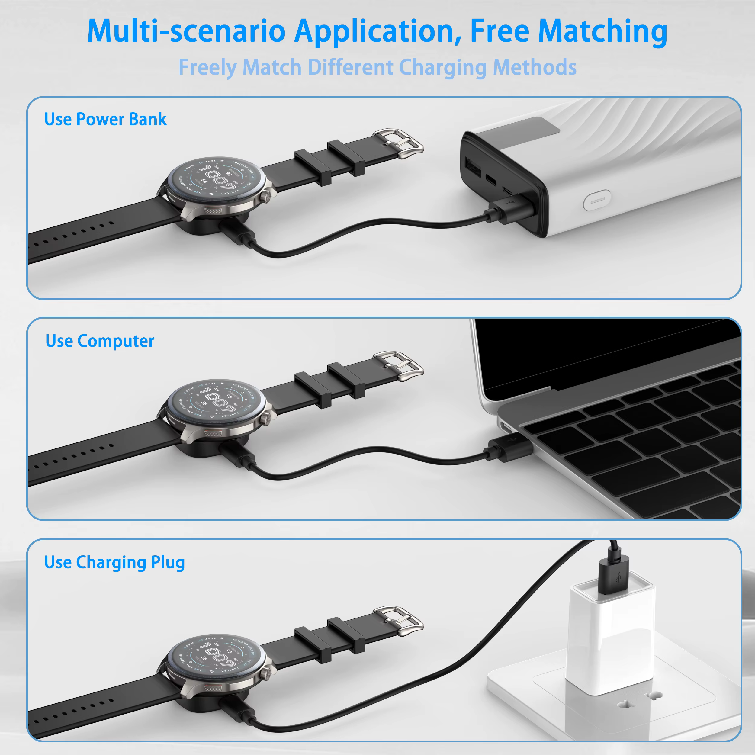 Convertisseur de chargeur sans fil pour Amazfit Balance 2/ Balance/T-Rex 3/Helio
