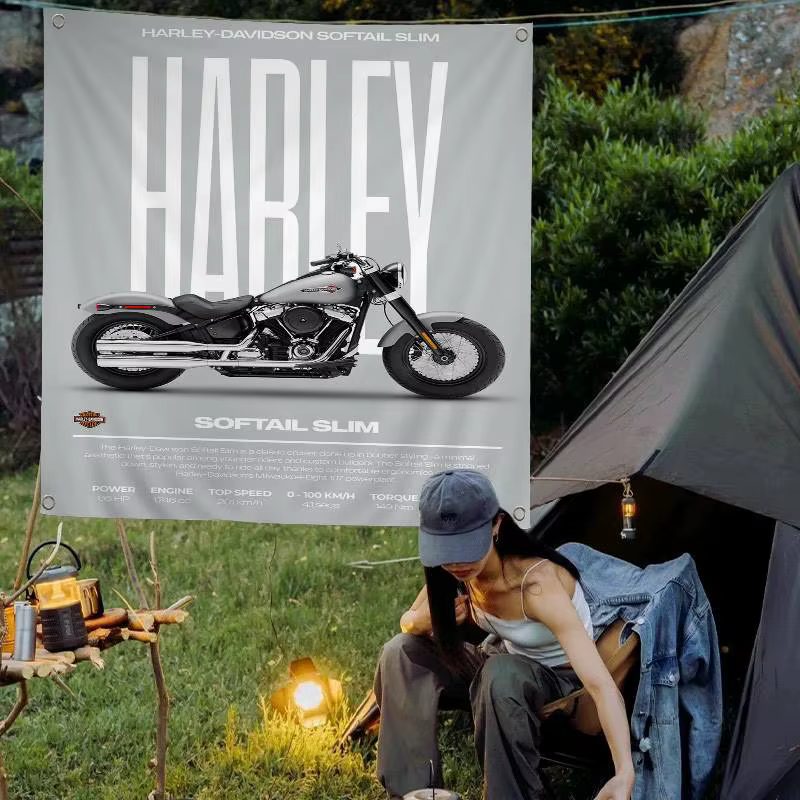H-HarleyS LOGO Davidson – drapeau coloré à suspendre au mur, bannière murale bohème, Mandala, décoration artistique d'intérieur