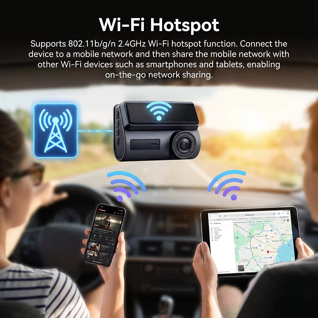 Caméra de tableau de bord pour Streaming en direct 4G, GPS 2K avant et arrière 720P, Double caméra, Vision nocturne, moniteur de stationnement 24H, enregistrement vidéo, partage WiFi