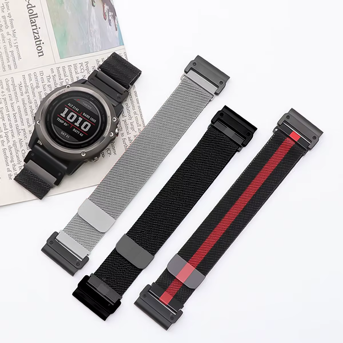 Bracelet milanais 22/26mm pour montre Garmin Fenix 8 51 /Epix Pro Gen2 51mm 47mm/6X 7X Pro/Fenix 5XPlus forerunner 570 965