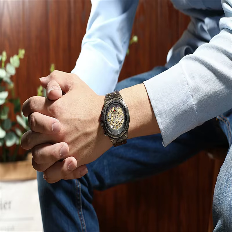 BINBOND A275 montre mécanique automatique originale pour hommes étanche rétro Tourbillon verre de cristal