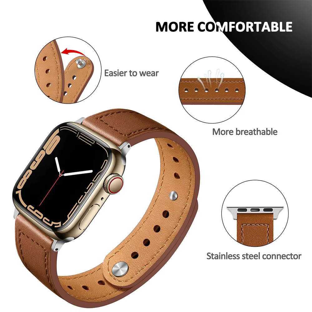 Bracelet en cuir véritable pour Apple Watch