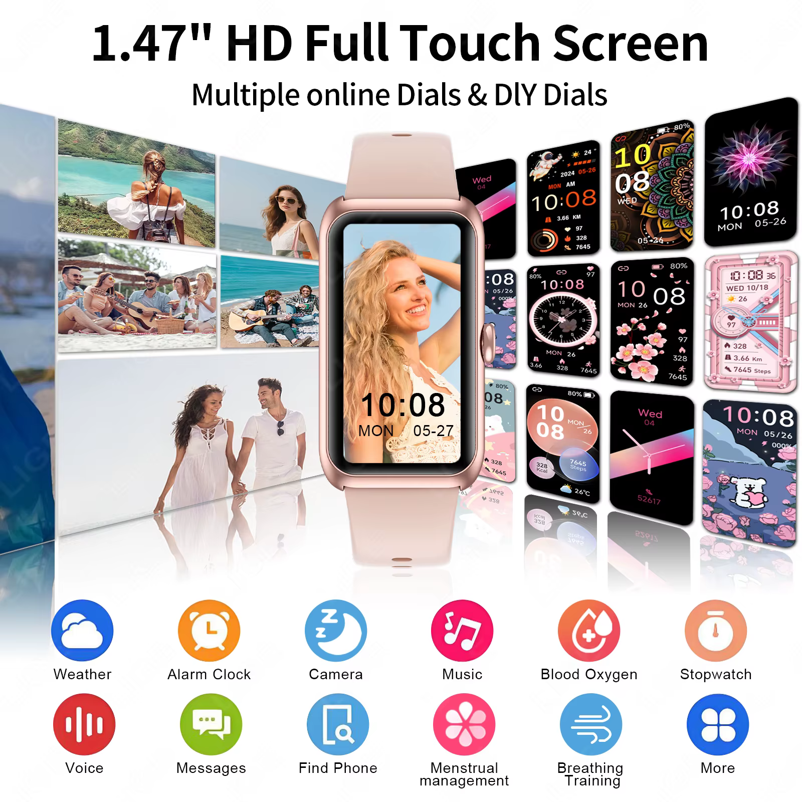 LIGE nouvelle mode montre intelligente dames rappel d'appel sang oxygène bricolage cadran personnalisé Bracelet de sport étanche hommes Smartwatch femmes