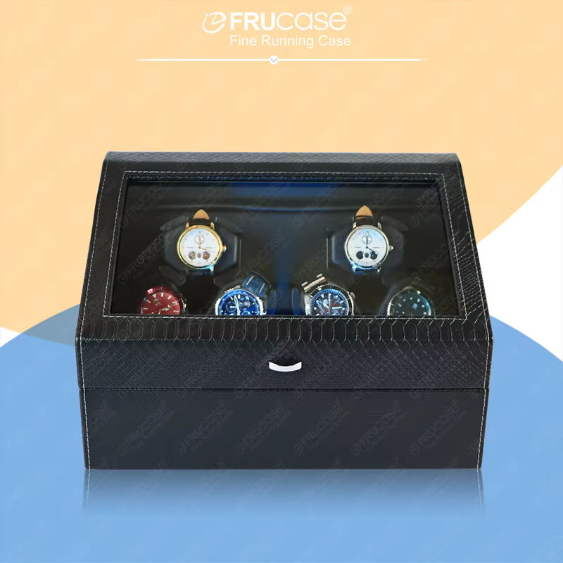 FRUCASE PU Watch Winder pour montres automatiques remontoir automatique 6 + 6
