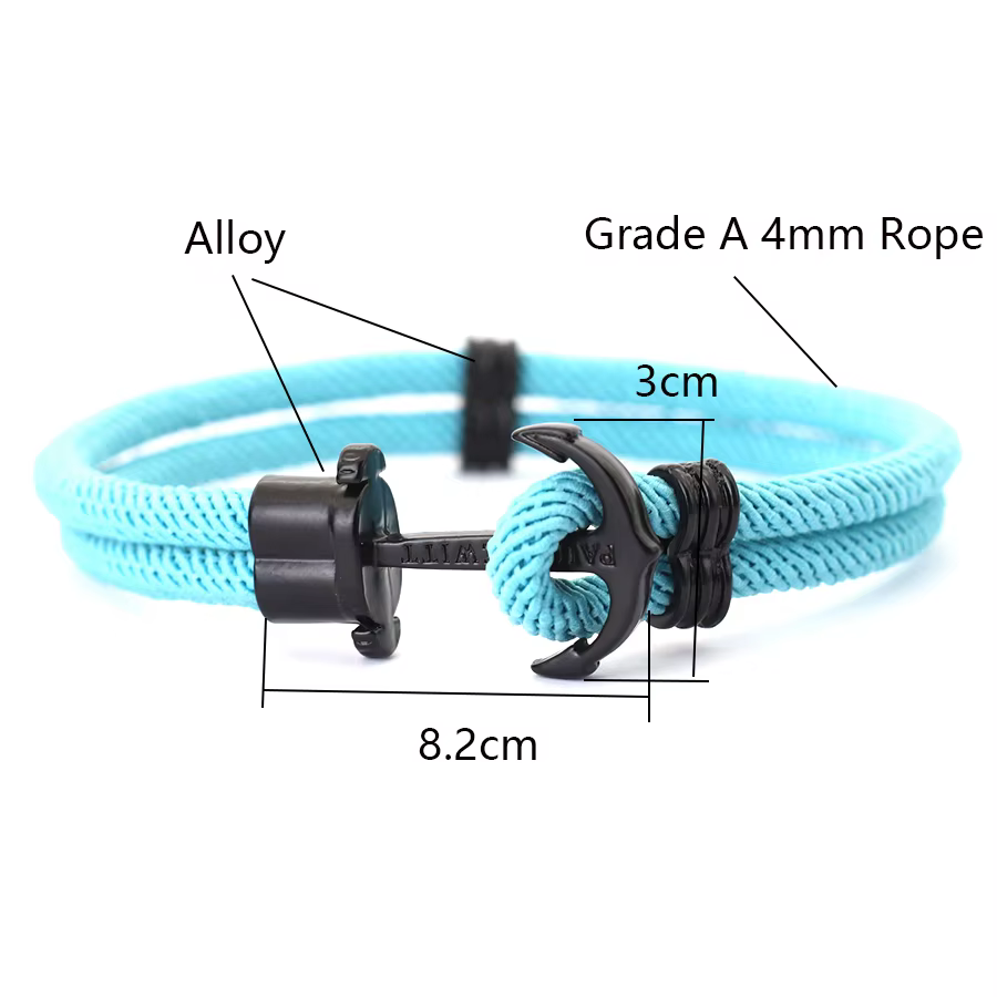 Bracelet ancre de Style marin pour hommes, corde d'enveloppe nautique bicouche, bijoux de surfeur de plage, Braslet de survie en plein air Hombre