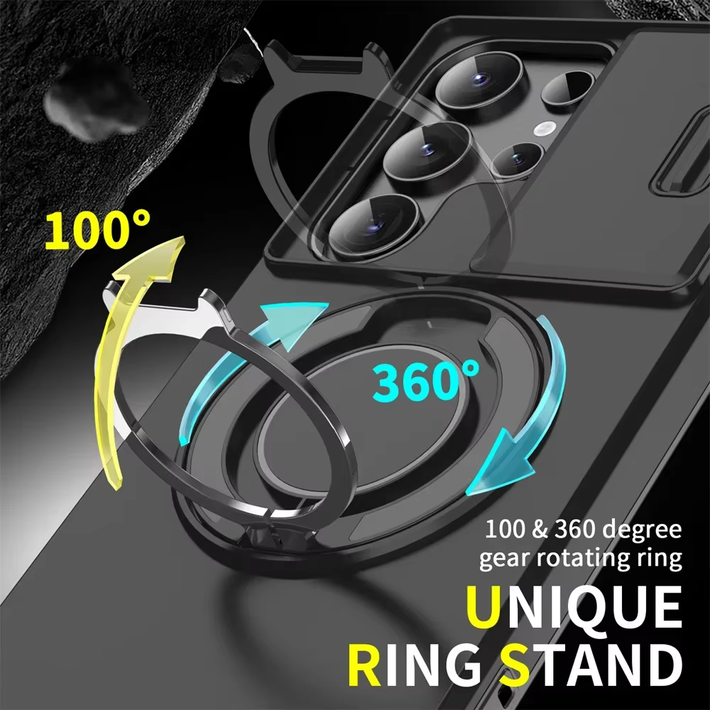 Étui magnétique antichoc avec support pour Samsung S26 S25 S24 S22 S21 S23 S20 Ultra Plus FE Edge, protection coulissante de l'appareil photo