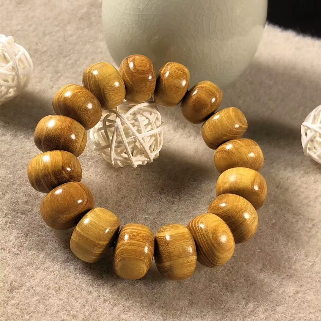 Bracelet en bois de santal doré, perles boulier pour hommes, 2.0CM 1.5CM, perles de bouddha en bois de rose, chaîne à main, bijoux de richesse porte-bonheur, cadeaux