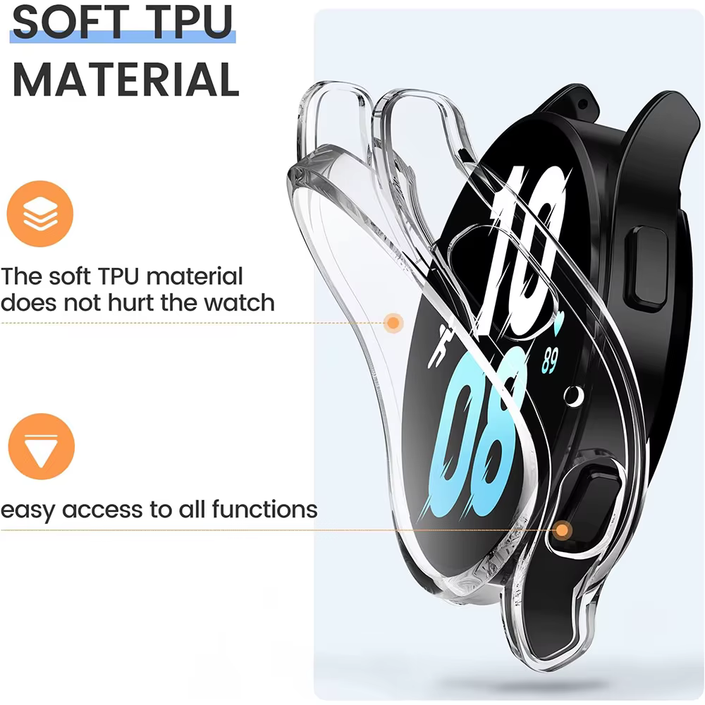 Étui de montre en TPU souple pour Samsung Galaxy Watch 4 5 6 7 40mm 44mm