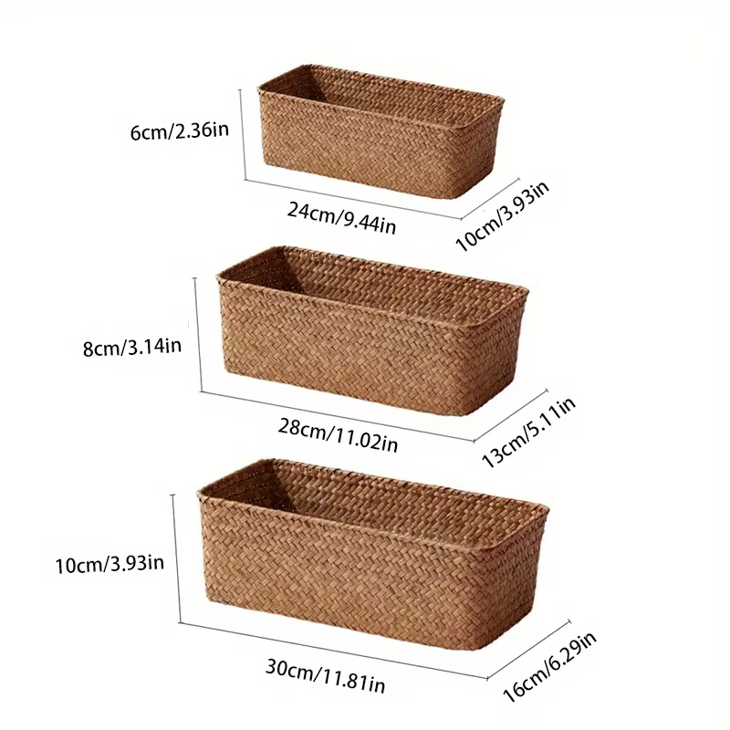 HOStorage-mir de Rangement Rectangulaire pour la Maison, Boîte tissée, Conteneur, SunOfficiKitchen