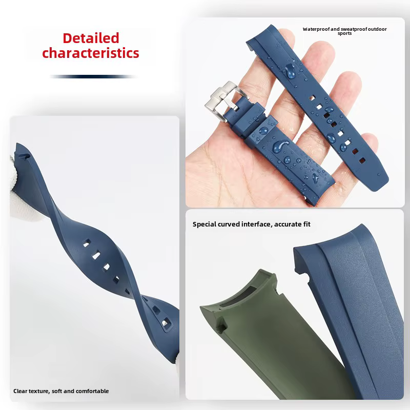 Bracelet incurvé en caoutchouc fluoré de 20MM pour Tudor 1958 Biwan 39 cadran M79030N M79018V BB58 bleu marine GMT bracelet de montre en caoutchouc FKM de haute qualité