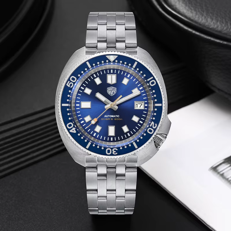 Watchdives PVD WD6105 montre de plongée tortue NH35 mouvement automatique 200M étanche saphir cristal acier inoxydable