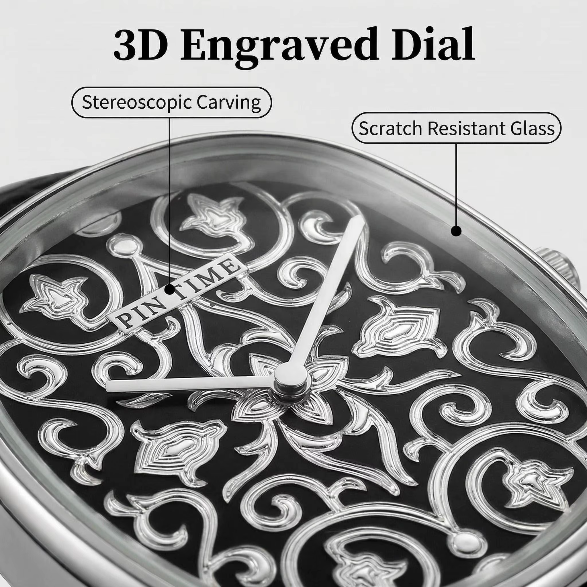 Montre à quartz avec design sculpté en 3D