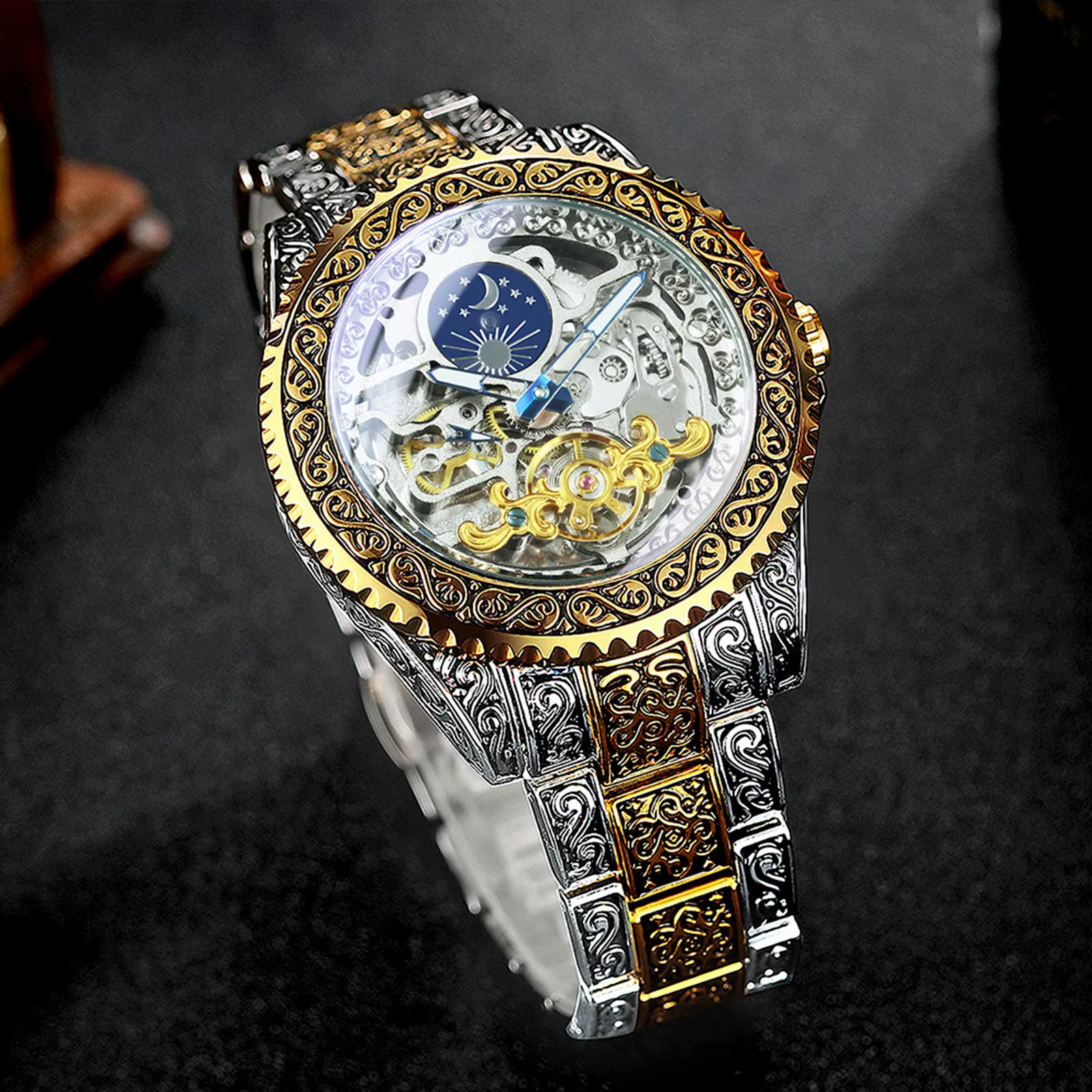 Montres mécaniques squelette en or de luxe Forsining