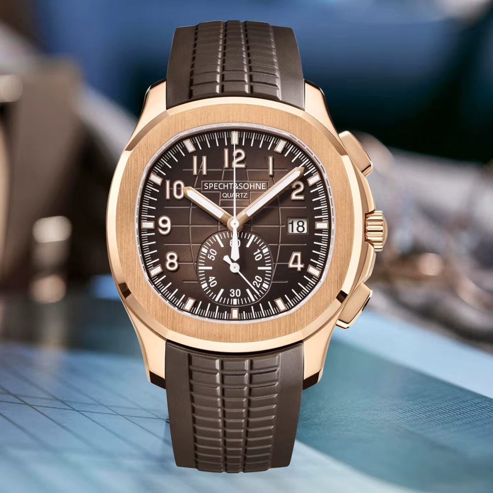 Produits de livraison directe 2025 hommes montre Specht & Sohne japon chronographe Quartz montre-bracelet or Rose Relogio Masculino 50M étanche