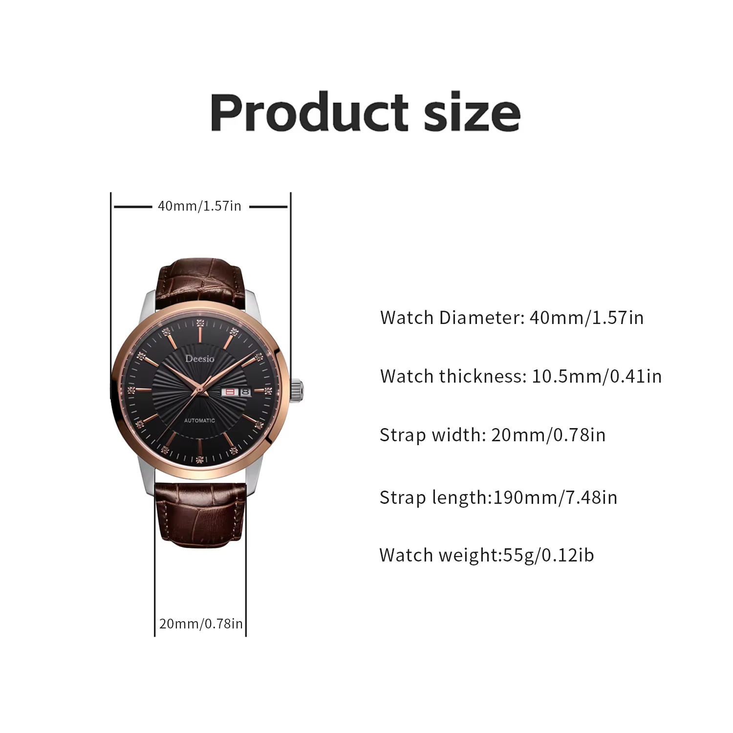 Deesio – montre automatique à remontage automatique pour hommes