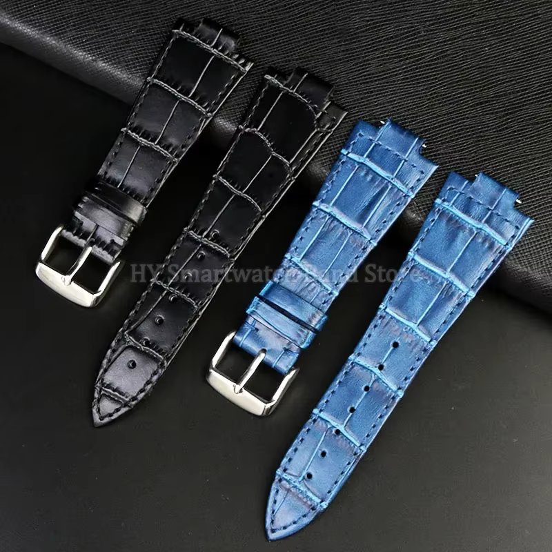 Bracelet de montre en cuir véritable pour hommes