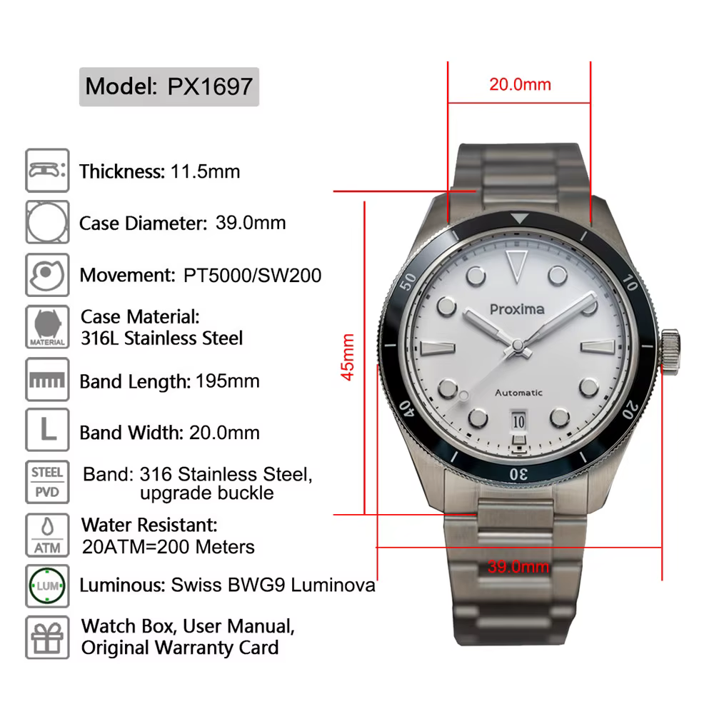 Proxima-Montre existent Mécanique Vintage pour Homme