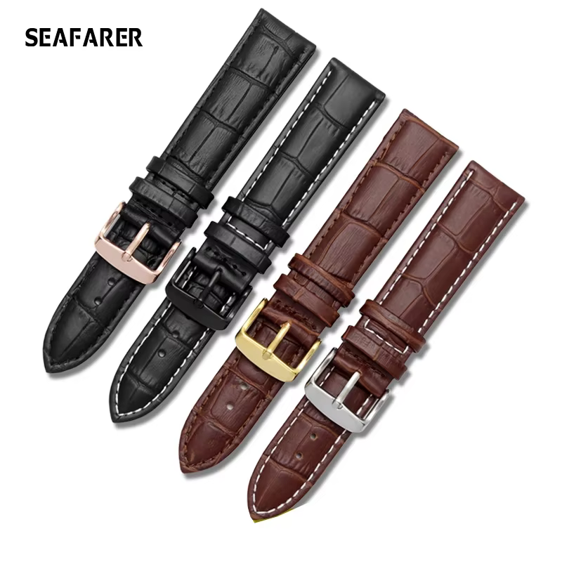 Bracelet de montre en cuir véritable pour hommes et femmes