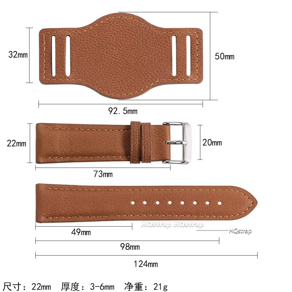 Bracelet de montre en cuir véritable 18mm 20mm 22mm avec tapis