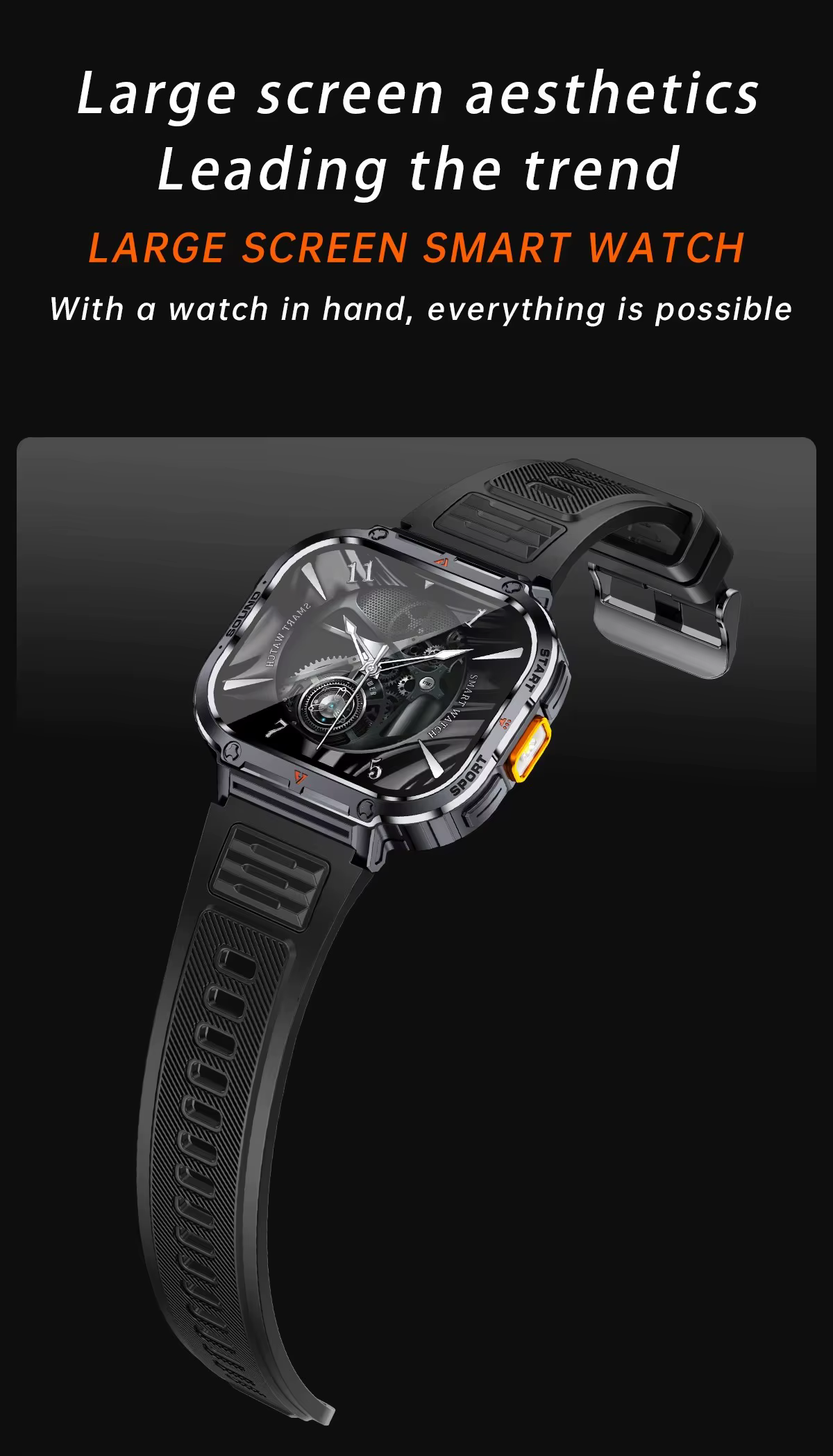 Montre intelligente 2 pouces Ultra grand écran NX23 lumière LED lampe de poche BT appel AI voix 400mAh hommes Fitness sport Tracker Smartwatch