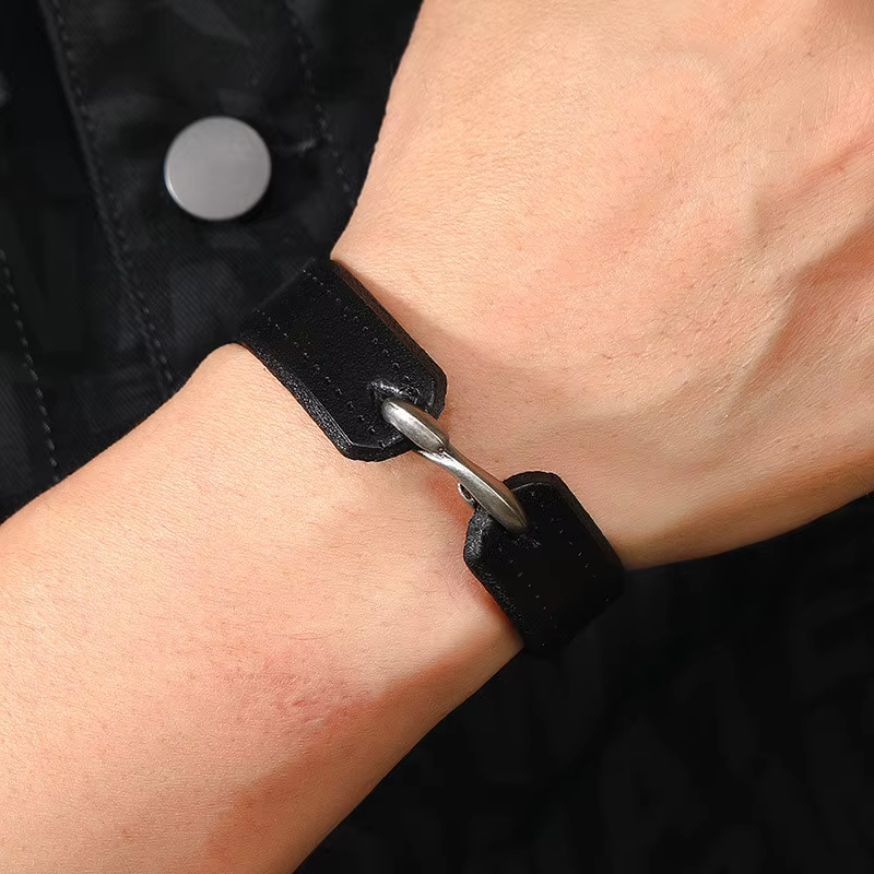 ZORCVENS Vintage en cuir véritable Wrap cordon manchette Bracelet pour main poignet