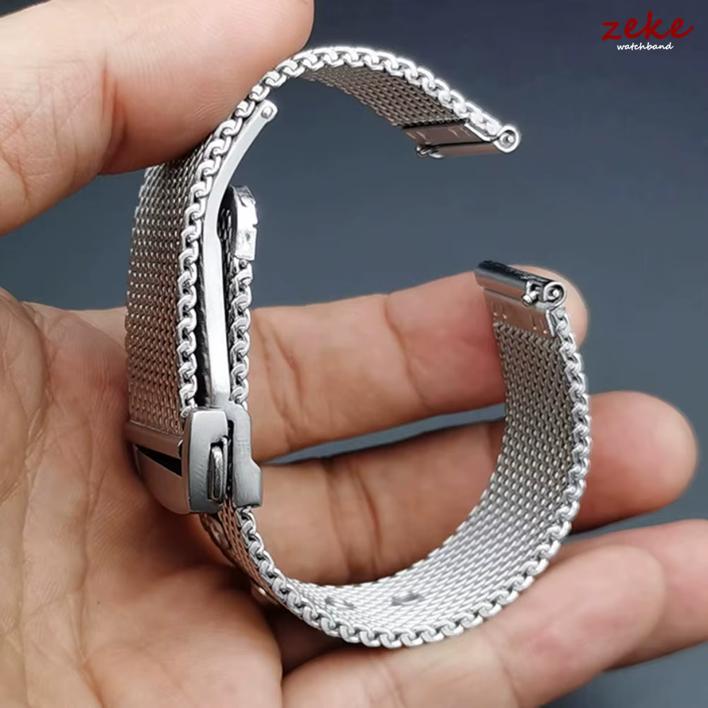 Pour Omega Seamaster 20mm 22mm Bracelet en maille argentée Interface plate