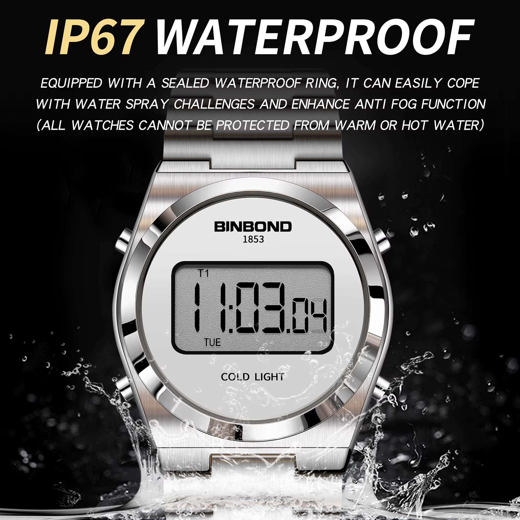Montre électronique chronographe durable BINBOND pour homme