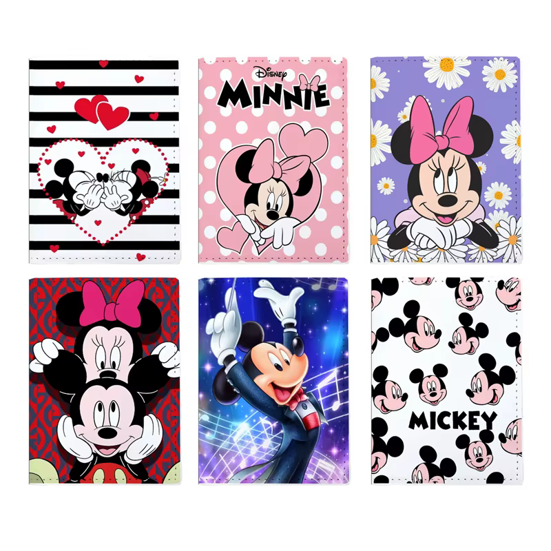 Disney turenie-Porte-passeport en cuir PU unisexe, accessoires de voyage pour femmes et filles, porte-cartes d'identité bancaires, cadeaux de mariage