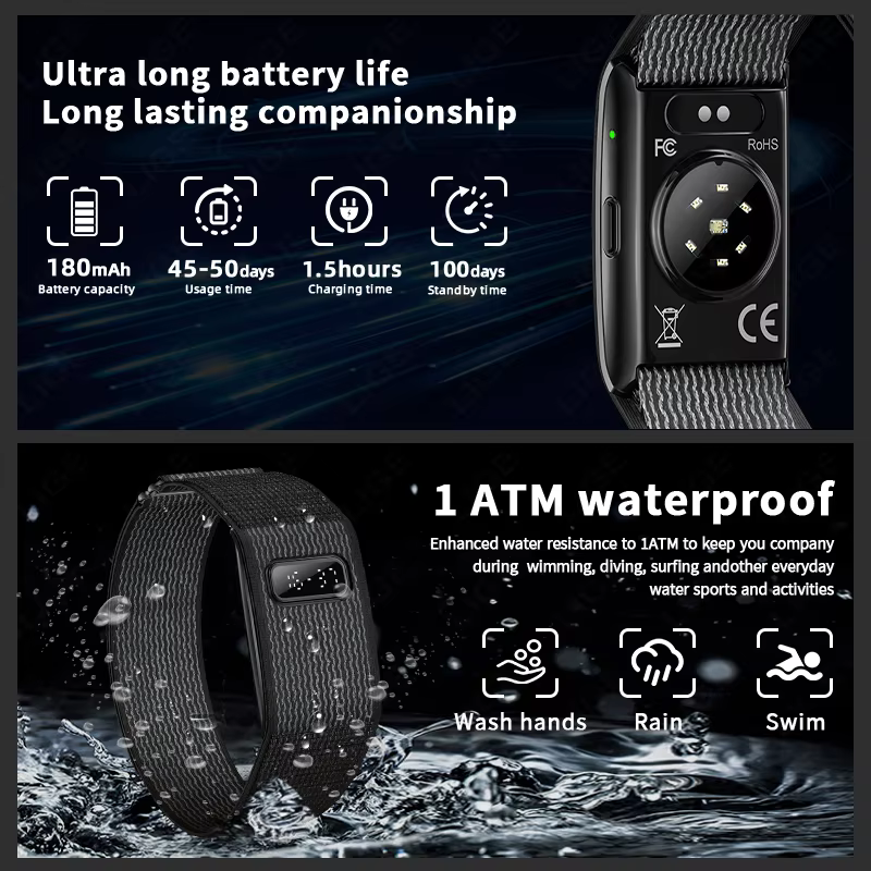 Nouvelle montre connectée numérique LIGE pour homme avec moniteur de fréquence cardiaque 24h/24