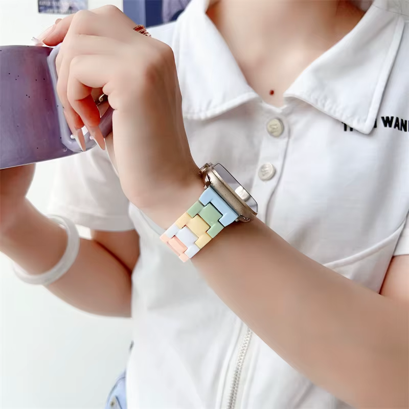 Bracelet en résine arc-en-ciel pour Xiaomi band 8 9 10 pro