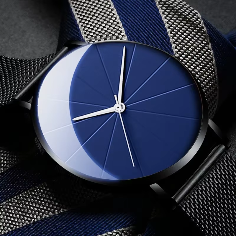 Montres de mode pour hommes minimalistes simples hommes d'affaires Ultra mince en acier inoxydable maille ceinture montre à Quartz relogio masculino