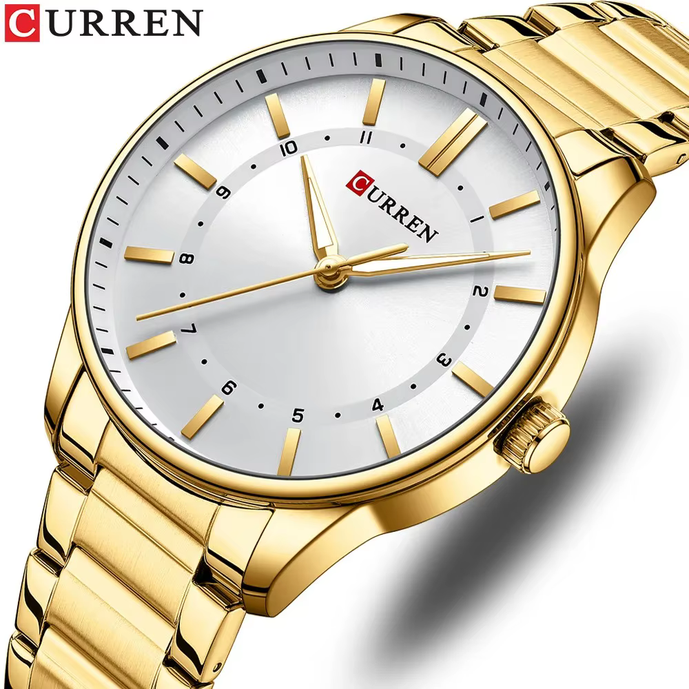 Curren 8430 homme 2025 montre étanche lumineux hommes montre-bracelet à Quartz en acier inoxydable mode sport