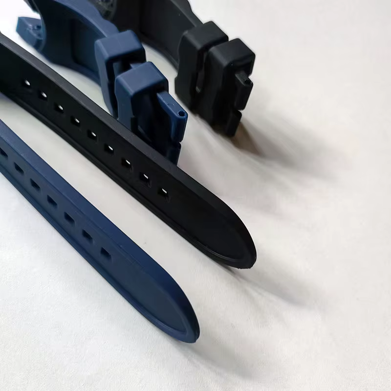 Bracelet de montre en caoutchouc noir bleu 26mm