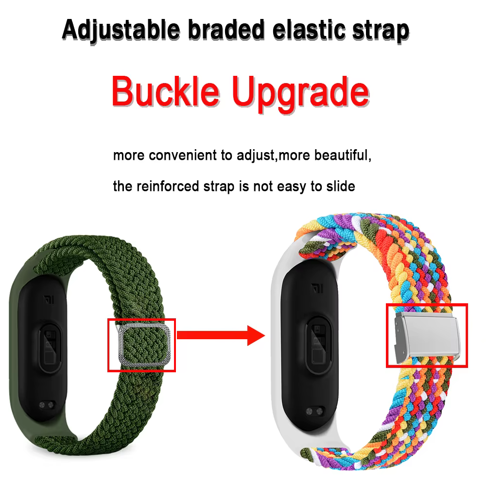 Bracelet pour Mi band 7 sangle élastique réglable en métal Nylon tressé Miband4 miband 5 correa pulseira pour xiaomi Mi